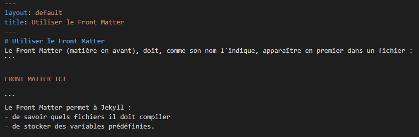 Utiliser le Front Matter